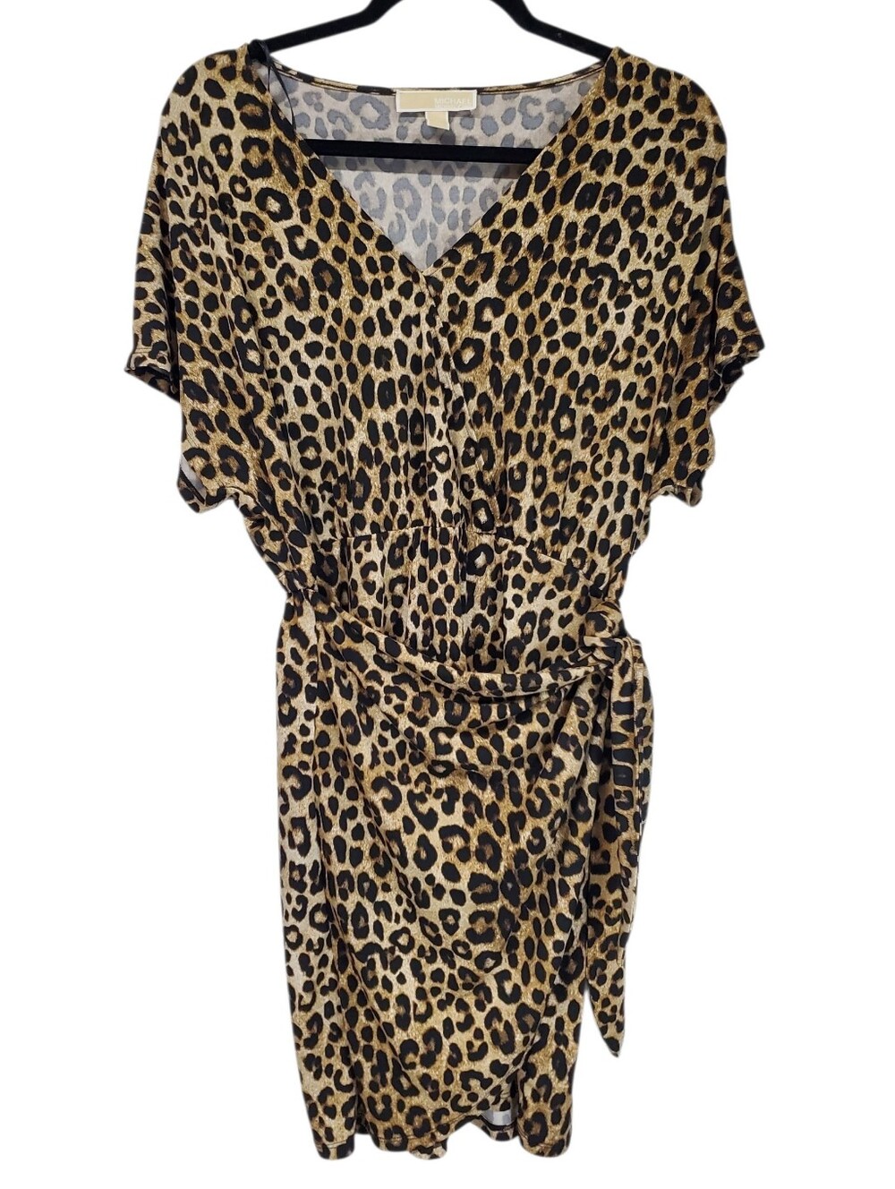 Office Siren Cheetah Leopard Print Michael Kors Wrap Dress Medium Business